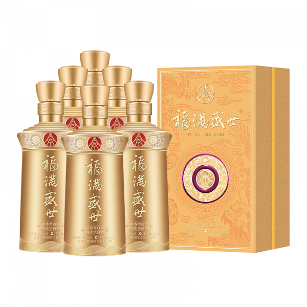 五粮液福满盛世金樽福浓香型白酒52度500ml*6瓶 整箱