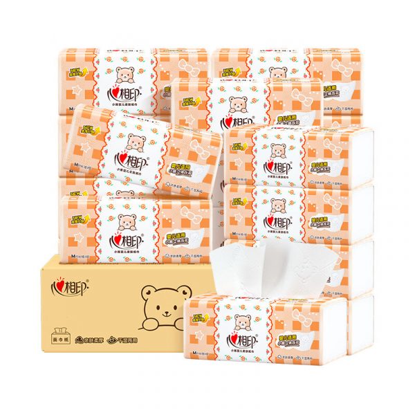 DT13090（箱装）心相印婴儿90抽20包装三层立体压花塑装面巾纸（M码）