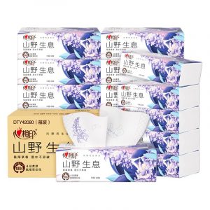 DT42080（箱装）心相印向野而生80抽18包四层塑装面巾纸（鼠尾草印花）M码