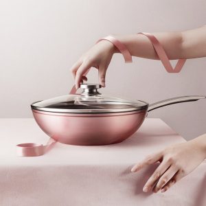 双立人（ZWILLING）Enjoy不粘锅炒菜锅平底煎锅电磁炉燃气通用厨具 炒锅(含锅盖) 粉色30cm